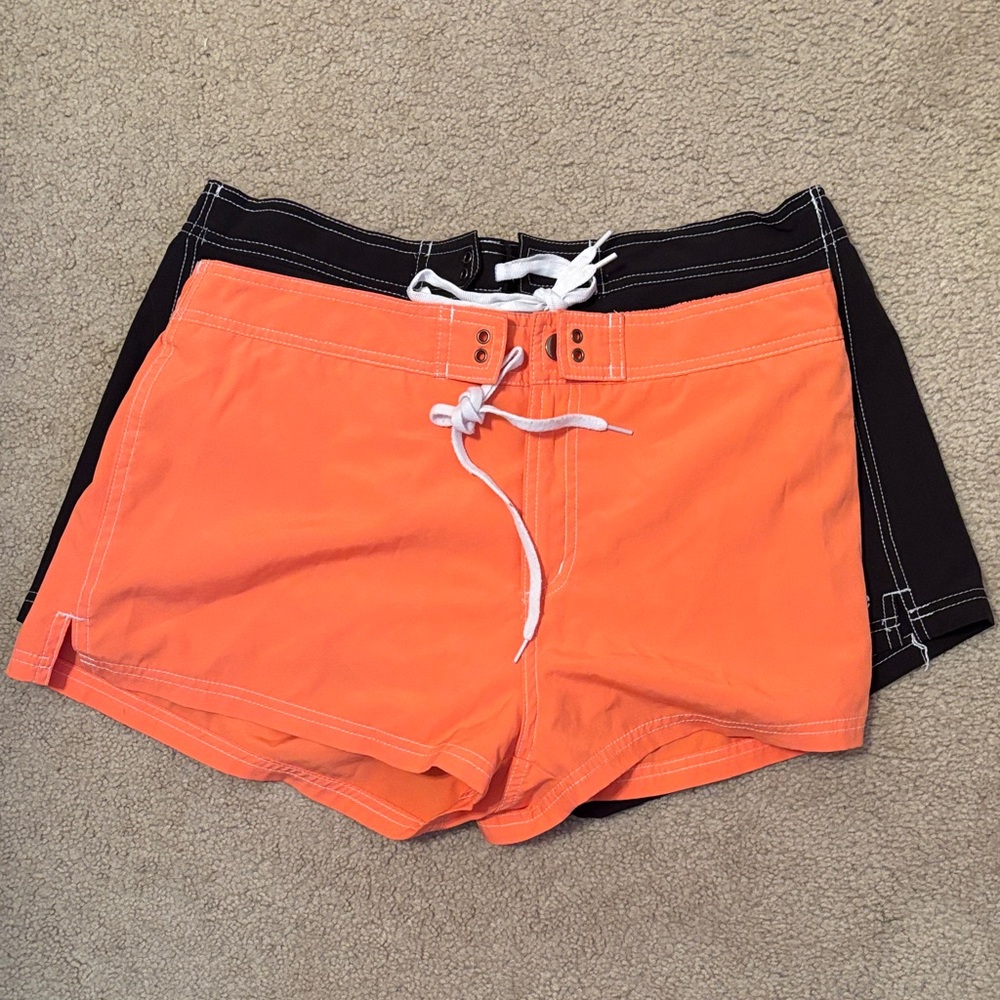 Orange and Black Women's Swim Shorts